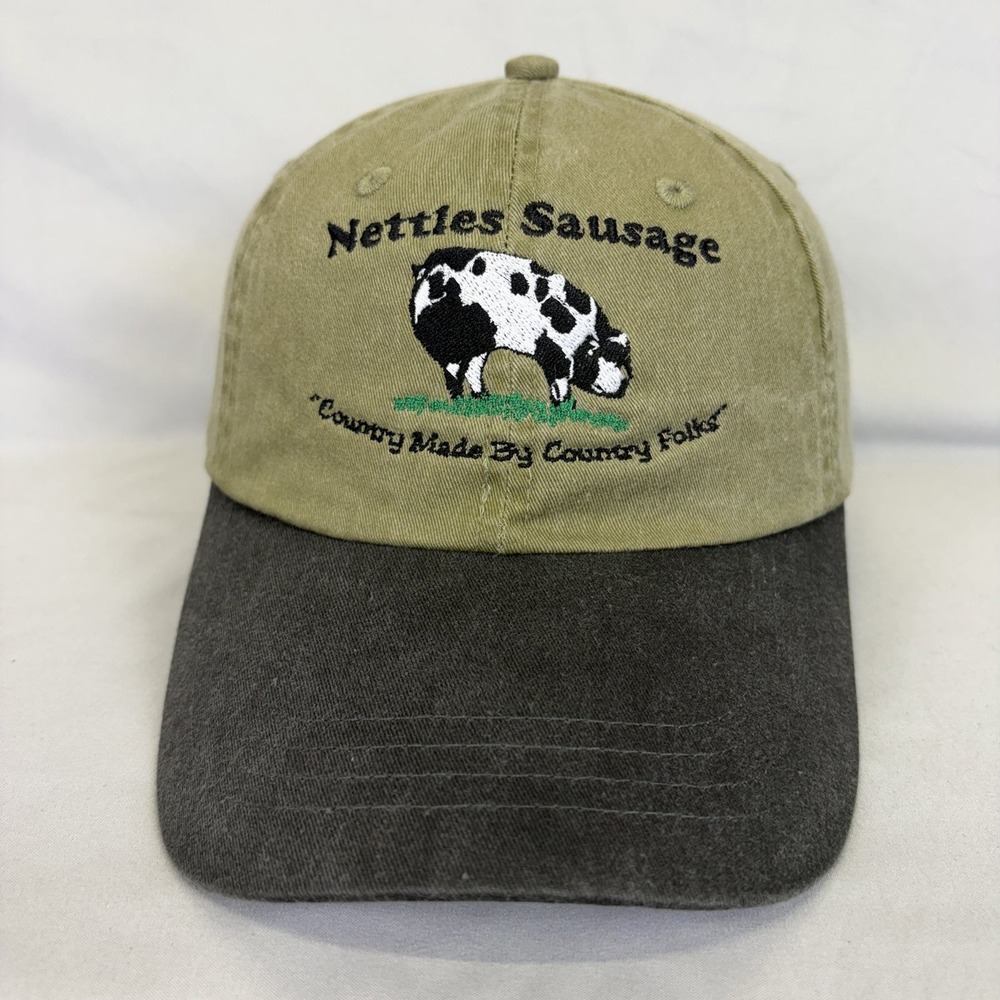 Port & Company Hat Nettles Sausage Cow Mens OSFM Green Gray Adjustable Cap